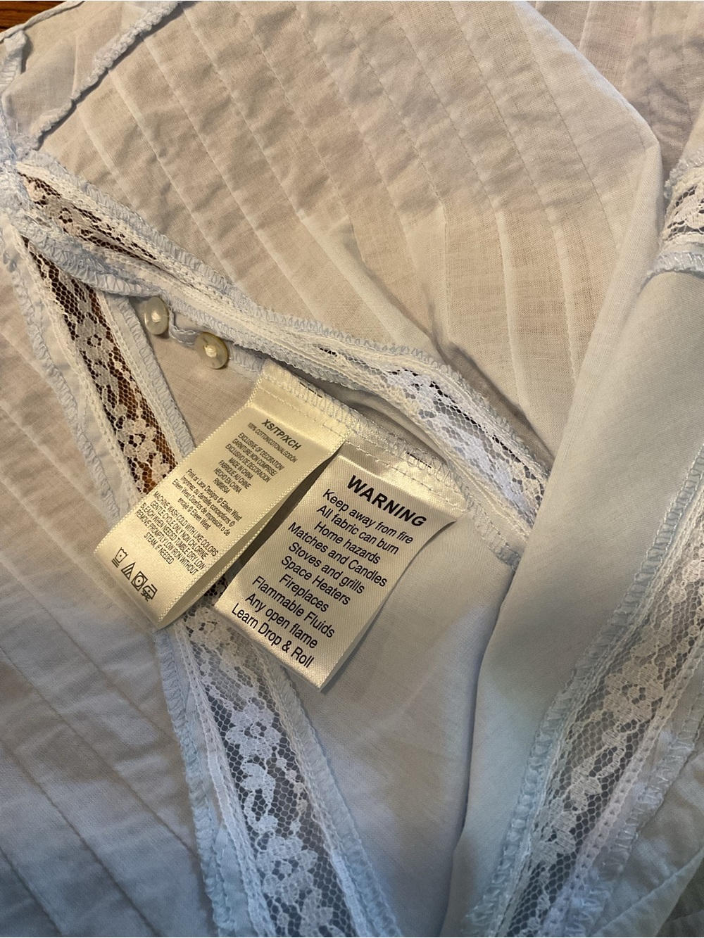 New Eileen West Light Blue Cotton Nightgown & Matching Robe with Lace Yoke - Picture 11 of 11